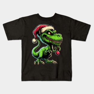 Tyrannosaurus Rex as The Grinch on Christmas Kids T-Shirt